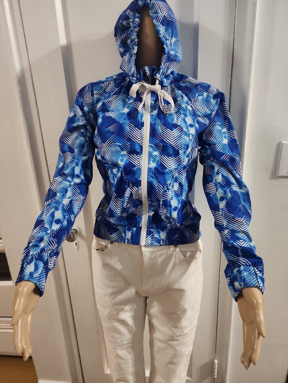 Kyodan Royal Blue & White Hooded Windbreaker Jacket Size XS Pockets